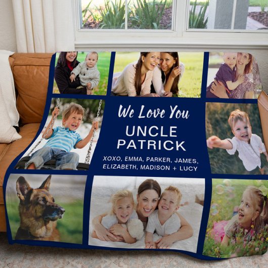 Uncle 8 Foto Collage Navy Blue Fleecedecke