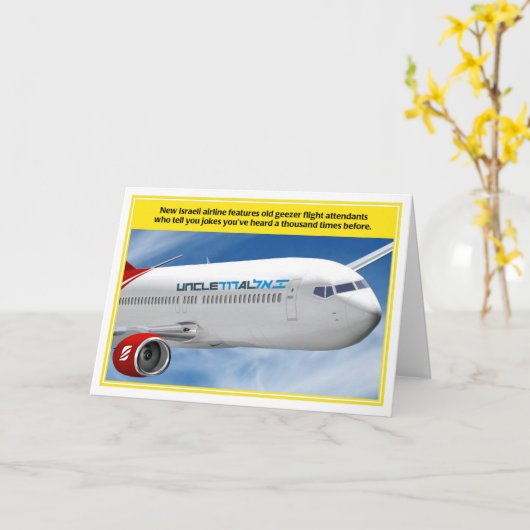 Uncle Al Israeli Airline Jewish Birthday Card Karte (Gelbe Blume)