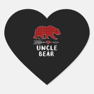 Uncle Bear Buffalo Rotes Kariertes Shirt Matching Herz-Aufkleber