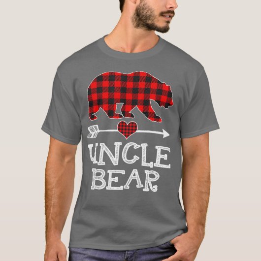 Uncle Bear Christmas Pajama Red Kariert Buffalo T-Shirt (Vorderseite)