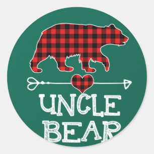 Uncle Bear Christmas Pajama Red Plaid Buffalo Runder Aufkleber