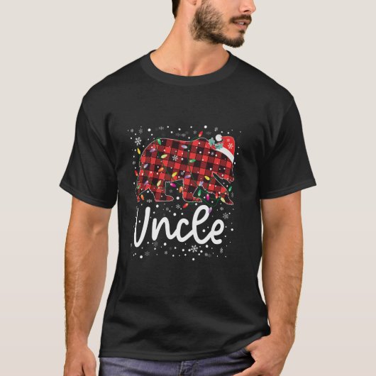 Uncle Bear Red Kariert Christmas Pajama Merry Xmas T-Shirt (Vorderseite)