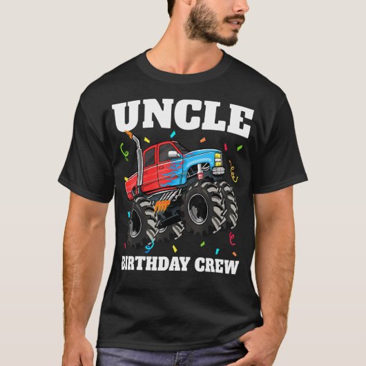 Uncle Birthday Crew Monster Truck Theme T-Shirt (Vorderseite)