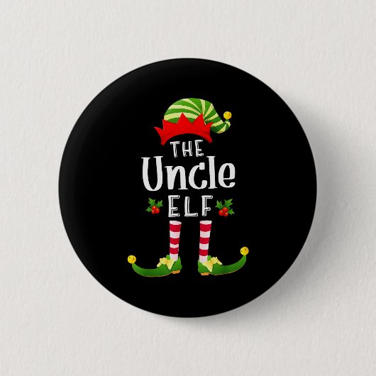 Uncle Christmas Elf Matching Pajama X-mas Party Button (Vorderseite)