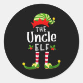 Uncle Christmas Elf Matching Pajama X-mas Party  Runder Aufkleber (Vorderseite)