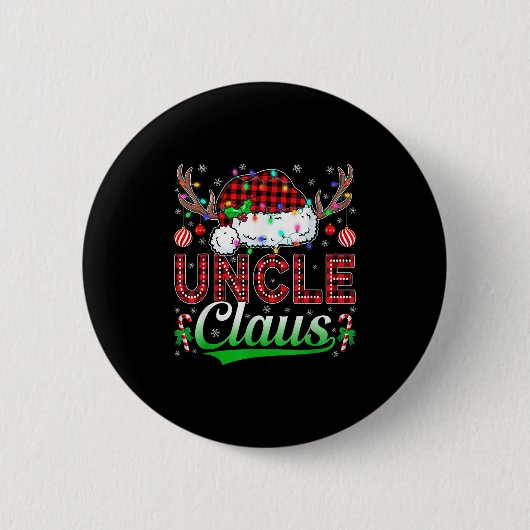 Uncle Claus Christmas Lights Matching Family Xmas  Button (Vorderseite)