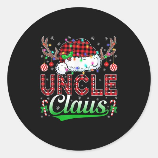 Uncle Claus Christmas Lights Matching Family Xmas Runder Aufkleber (Vorderseite)