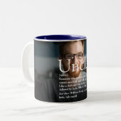 Uncle Cool Fun Modernes Typografisches Foto Zweifarbige Tasse (Vorderseite Links)