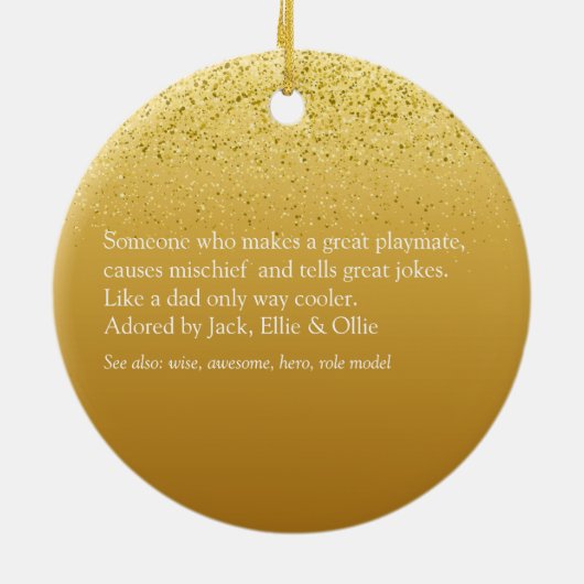 Uncle Cool Fun Quote Modernes Gold Glitzer Glam Keramik Ornament (Hinten)