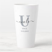 Uncle Elegant Script Letter U Monogram Storm Blue Milchtasse (Vorderseite)