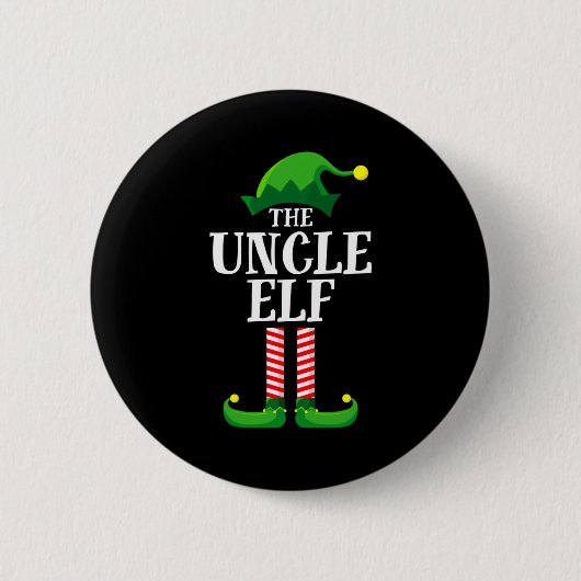 Uncle Elf Matching Family Christmas Party Pajama  Button (Vorderseite)
