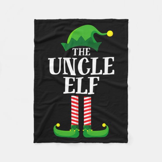 Uncle Elf Matching Family Christmas Party Pajama Fleecedecke (Vorderseite)