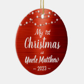 Uncle First Christmas String Lights Name Foto Keramik Ornament (Rechts)