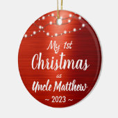 Uncle First Christmas String Lights Name Foto Keramik Ornament (Links)