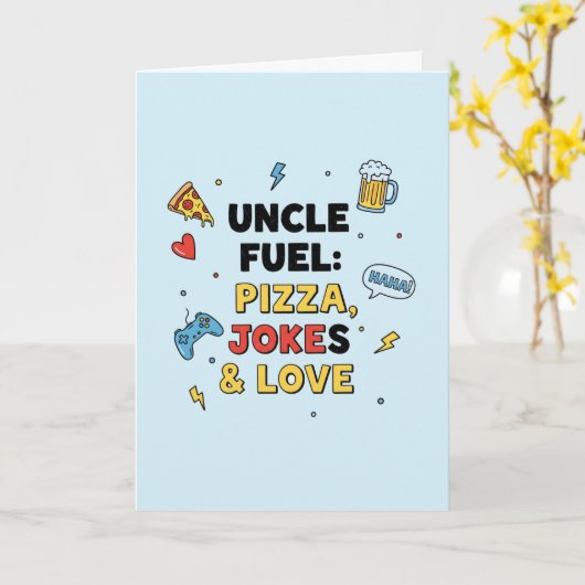 Uncle Fuel: Pizza, Jokes & Love Greeting Card Karte (Gelbe Blume)
