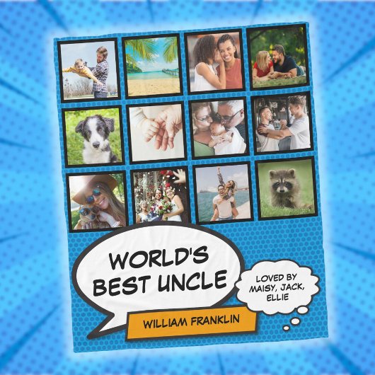 Uncle Fun Cool Modernes Comic FotoCollage Fleecedecke