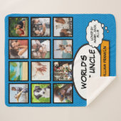Uncle Fun Modernes Cooles Comic Blue Foto Collage Sherpadecke (Vorderseite (Horizontal))