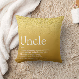 Uncle, Funcle Definition Gold Glitzer Glitzy Fun Kissen