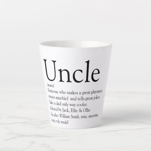 Uncle Funcle Definition Modern Fun Milchtasse (Vorderseite)