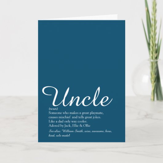 Uncle, Funcle Definition Script Blue Fun Karte (Vorderseite)