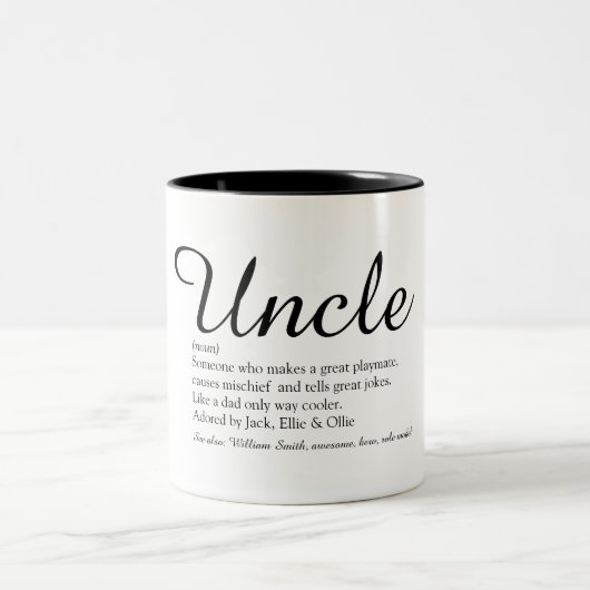 Uncle, Functional Definition Script Schwarz und We Zweifarbige Tasse (Mittel)