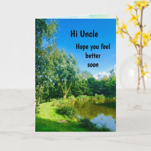 Uncle Get well bald Design Gruß Karte (Gelbe Blume)