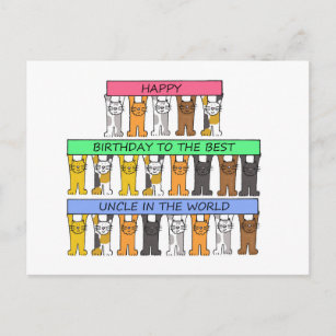 Uncle Happy Birthday Cartoon Cats Postkarte