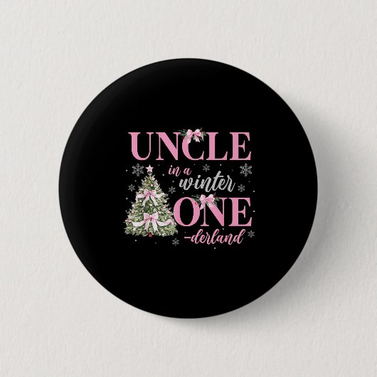 Uncle In A Winter Onederland Birthday Girl Christm Button (Vorderseite)