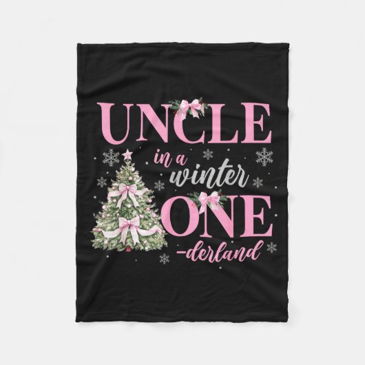 Uncle In A Winter Onederland Birthday Girl Christm Fleecedecke (Vorderseite)