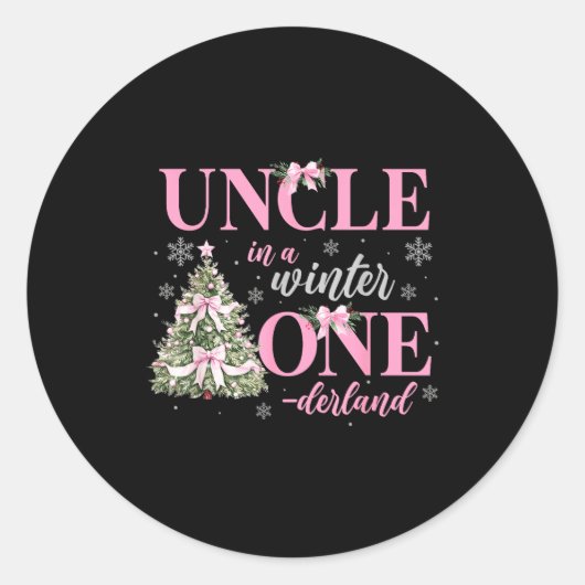 Uncle In A Winter Onederland Birthday Girl Christm Runder Aufkleber (Vorderseite)