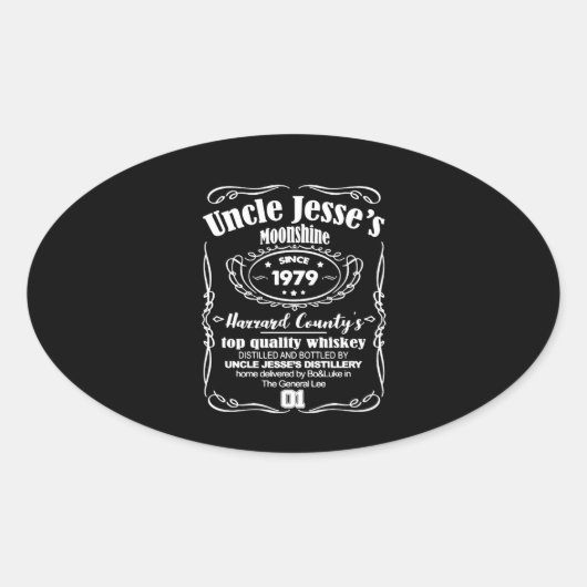 Uncle Jesse's Moonshine seit 1979 Ovaler Aufkleber (Vorderseite)