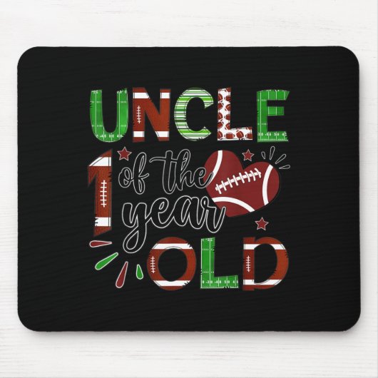 Uncle Of The 1 Year Old Football 1st Birthday Boy Mousepad (Vorne)