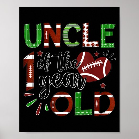 Uncle Of The 1 Year Old Football 1st Birthday Boy Poster (Vorne)