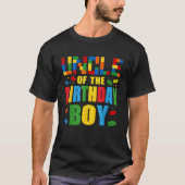 Uncle Of The Birthday Boy Building Blocks Bricks B T-Shirt (Vorderseite)