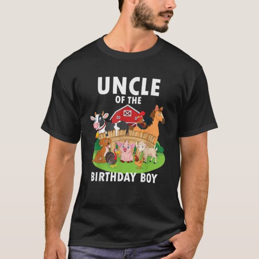 Uncle Of The Birthday Boy Farm Animals Matching Fa T-Shirt (Vorderseite)