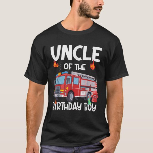 Uncle of the Birthday Boy Fire Truck Firefighter T T-Shirt (Vorderseite)