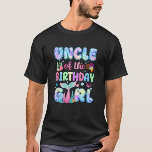 Uncle Of The Birthday Mermaid Girl Family Matching T-Shirt (Vorderseite)