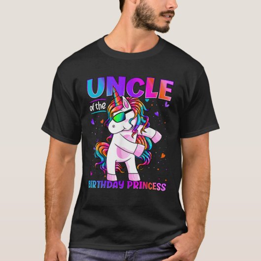 Uncle of the Birthday Princess Flossing Unicorn Un T-Shirt (Vorderseite)