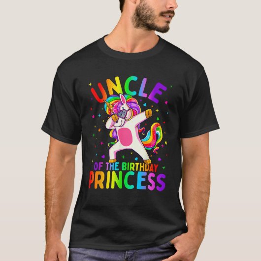 Uncle of the Birthday Princess Girl Dabbing Unicor T-Shirt (Vorderseite)
