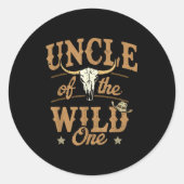 Uncle Of The Wild One Cowboy Western Rodeo Party M Runder Aufkleber (Vorderseite)