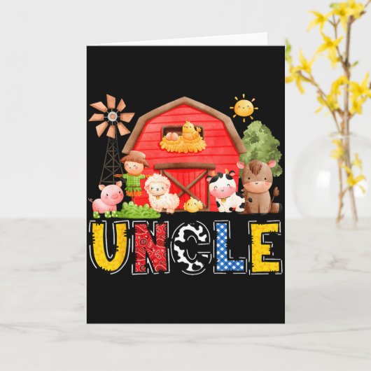 Uncle Red Farm Cow Birthday Boy Matching Family Pa Karte (Gelbe Blume)