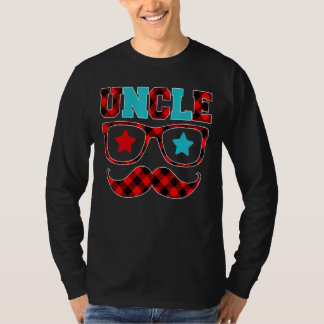 Uncle Red Kariert Glasses Mustache Happy Father's  T-Shirt