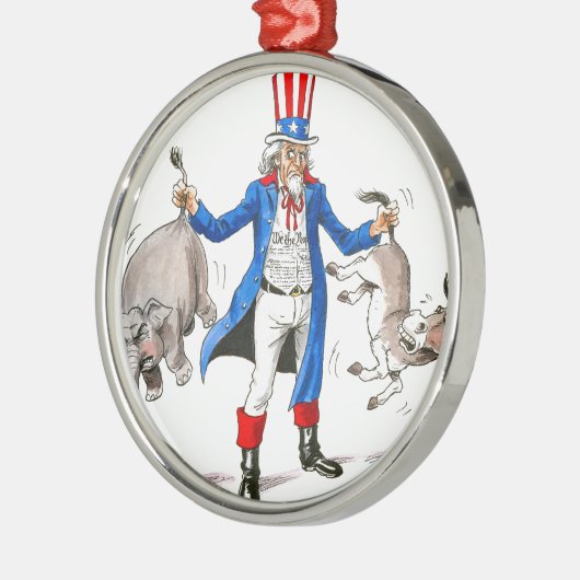 Uncle Sam 3 Silbernes Ornament (Links)