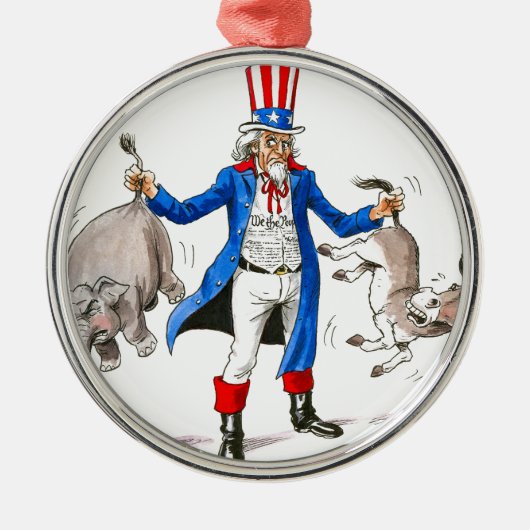 Uncle Sam 3 Silbernes Ornament (Vorne)