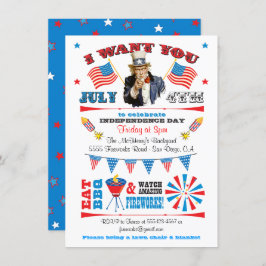 Uncle Sam 4. Juli Barbecue Grillen Party Einladung