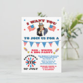 Uncle Sam 4. Juli Barbecue Grillen Party Einladung (Stehend Vorderseite)