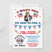 Uncle Sam 4. Juli Barbecue Grillen Party Einladung (Vorderseite)