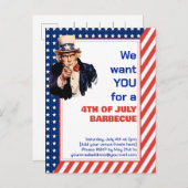 Uncle Sam 4TH JULY GRILLEN BARBECUE Einladung Postkarte (Vorne/Hinten)
