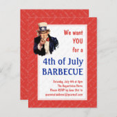 Uncle Sam 4TH JULY GRILLEN BARBECUE Postkarte (Vorne/Hinten)