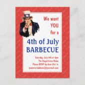 Uncle Sam 4TH JULY GRILLEN BARBECUE Postkarte (Vorderseite)